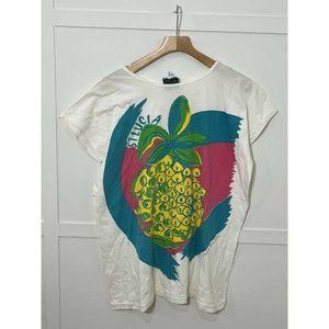 Vintage Kokonuts St. Lucia West Indies Oversized Tshirt Swimsuit Cover One Size